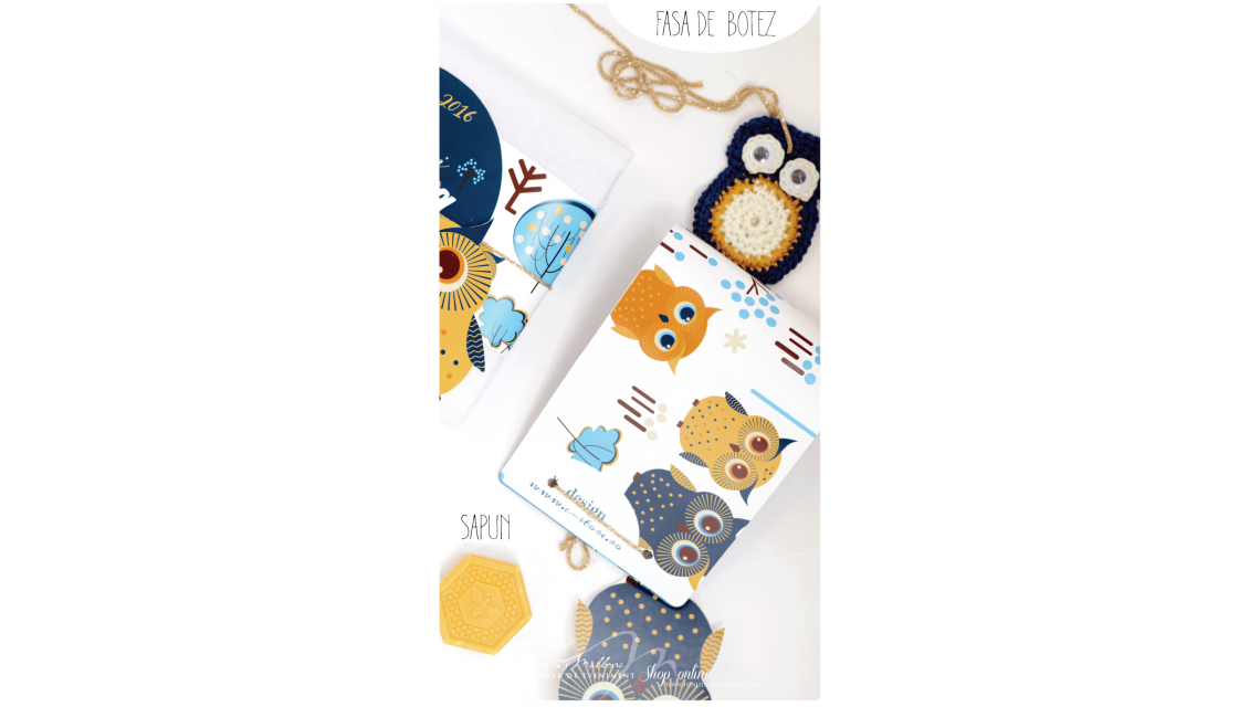 Trusou de botez cu broderie personalizata pentru baieti, Owl Baby Boy 1